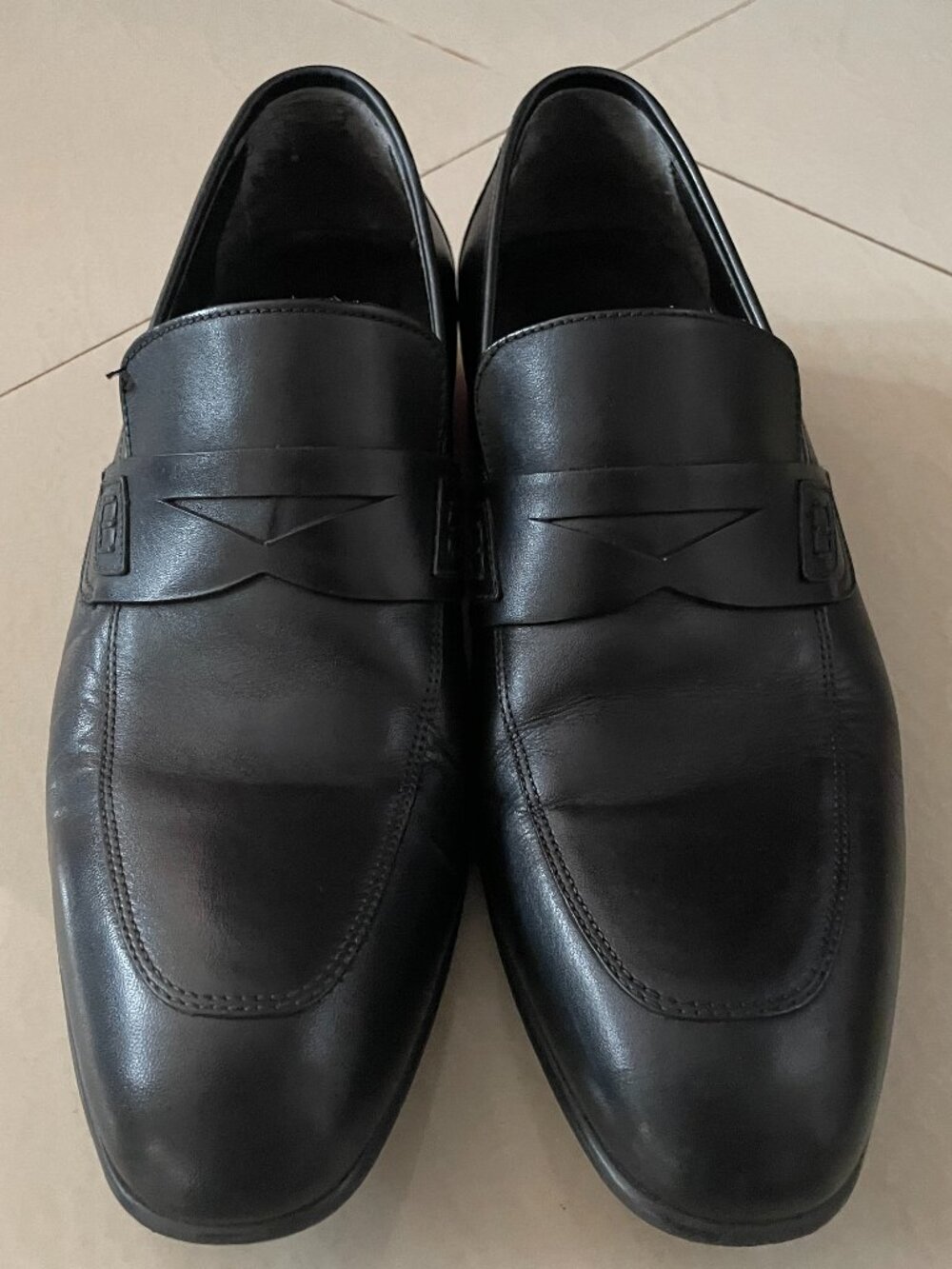 Vella Pais Blk Leather Loafers M 10.5